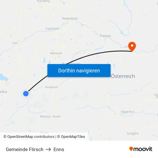 Gemeinde Flirsch to Enns map