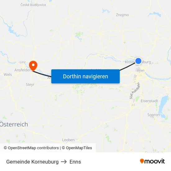 Gemeinde Korneuburg to Enns map