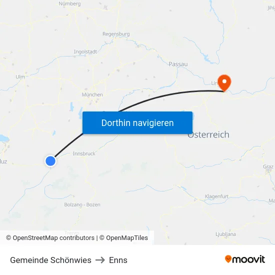Gemeinde Schönwies to Enns map