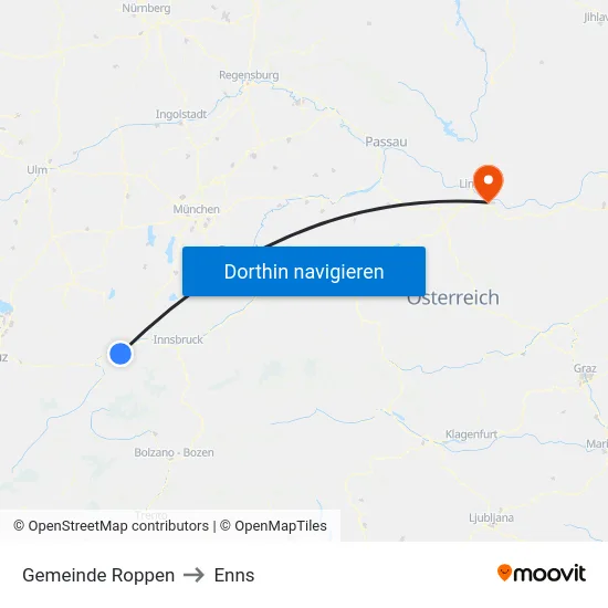Gemeinde Roppen to Enns map