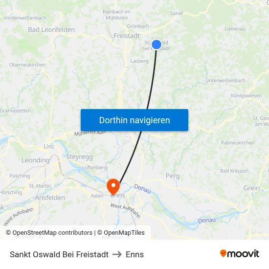 Sankt Oswald Bei Freistadt to Enns map