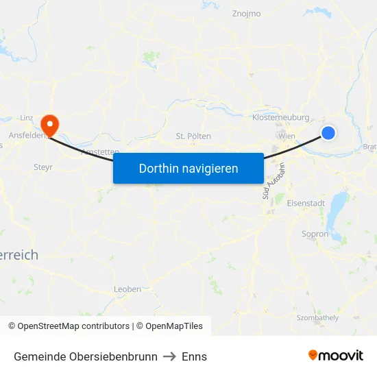 Gemeinde Obersiebenbrunn to Enns map
