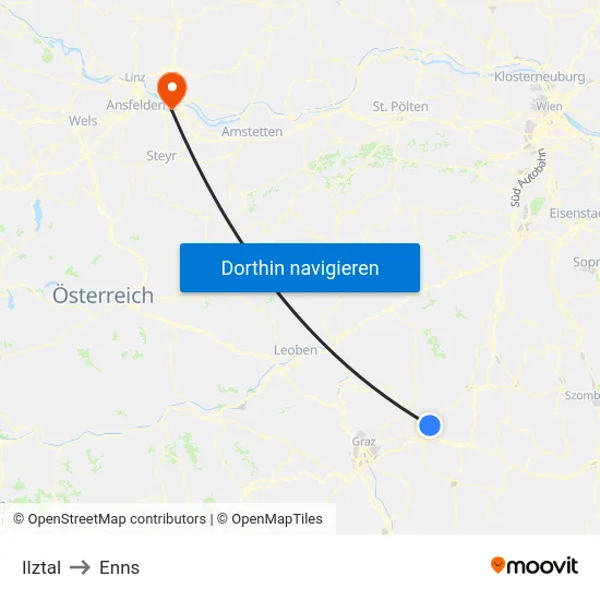 Ilztal to Enns map