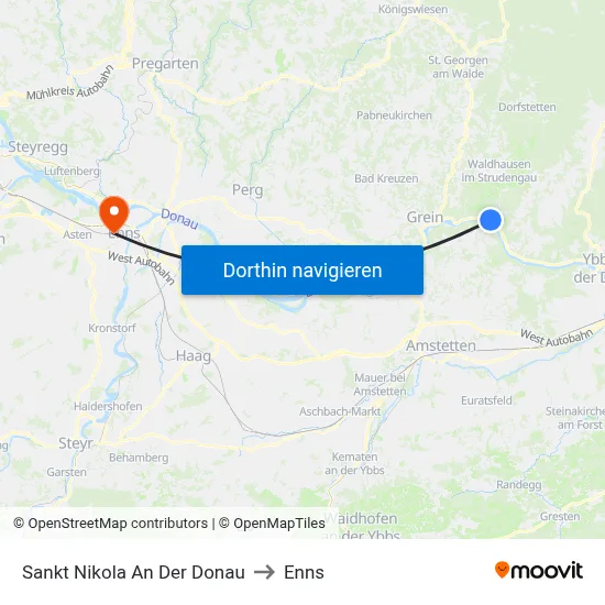 Sankt Nikola An Der Donau to Enns map