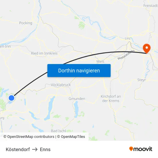Köstendorf to Enns map
