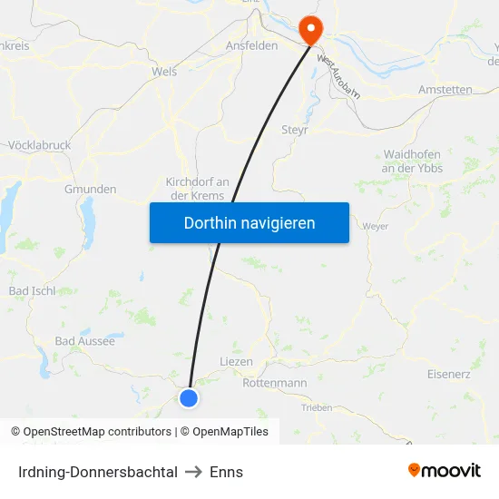 Irdning-Donnersbachtal to Enns map