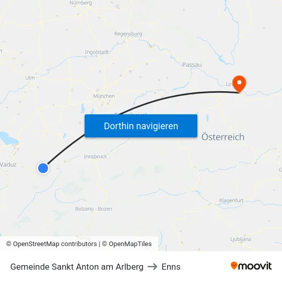 Gemeinde Sankt Anton am Arlberg to Enns map