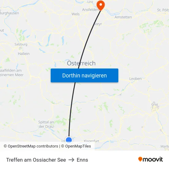 Treffen am Ossiacher See to Enns map