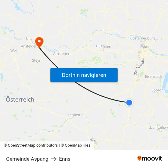 Gemeinde Aspang to Enns map