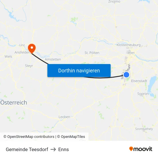 Gemeinde Teesdorf to Enns map