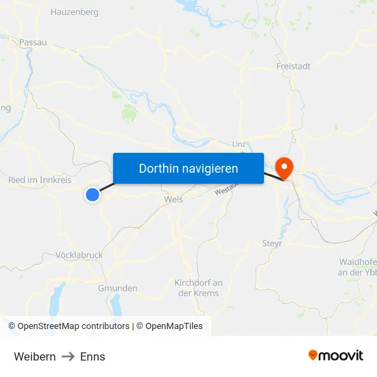 Weibern to Enns map