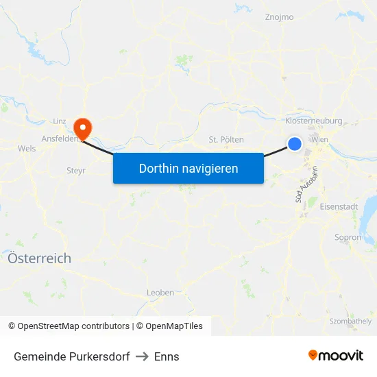 Gemeinde Purkersdorf to Enns map