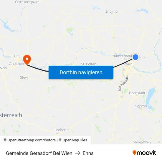 Gemeinde Gerasdorf Bei Wien to Enns map