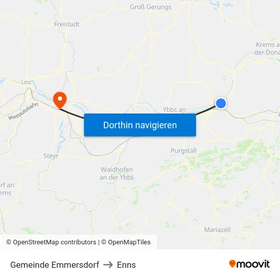 Gemeinde Emmersdorf to Enns map