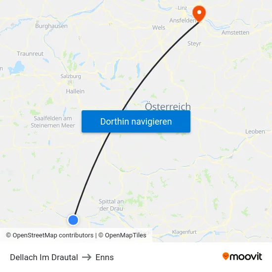 Dellach Im Drautal to Enns map