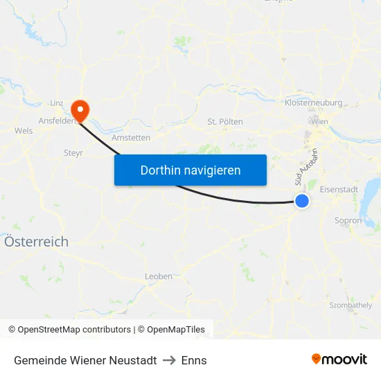 Gemeinde Wiener Neustadt to Enns map