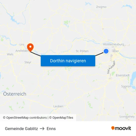 Gemeinde Gablitz to Enns map