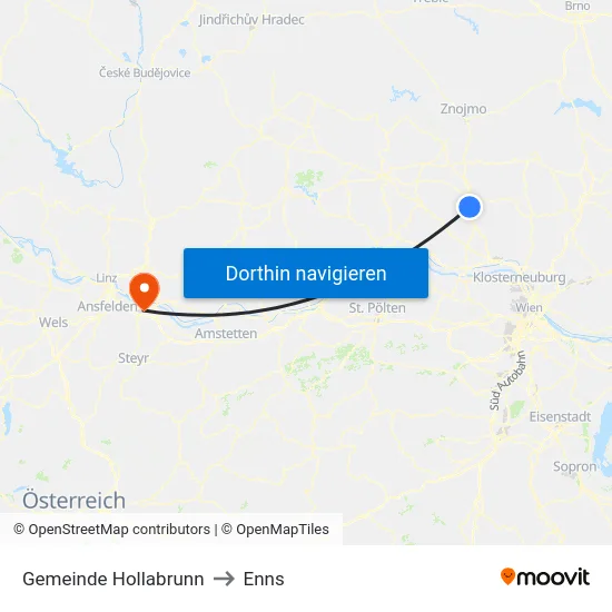 Gemeinde Hollabrunn to Enns map