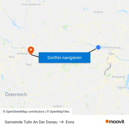 Gemeinde Tulln An Der Donau to Enns map