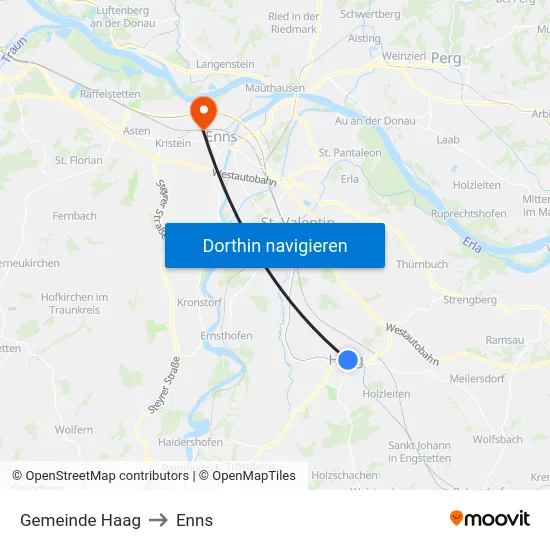 Gemeinde Haag to Enns map