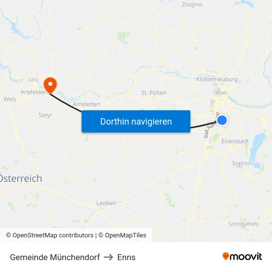 Gemeinde Münchendorf to Enns map