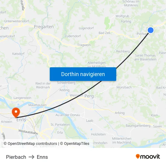 Pierbach to Enns map