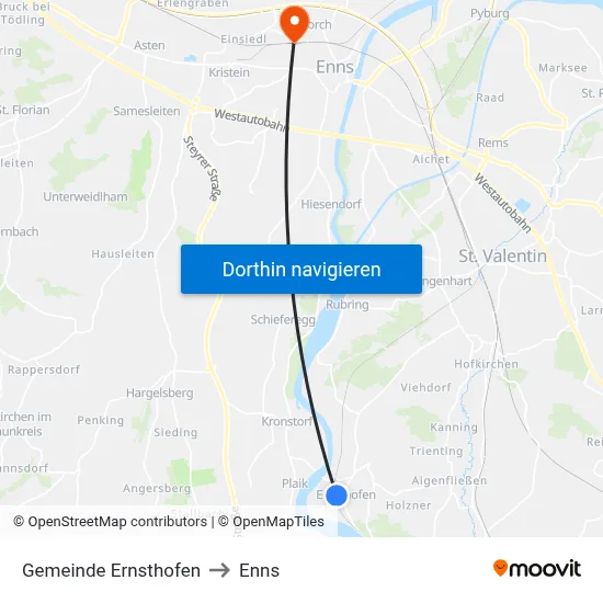 Gemeinde Ernsthofen to Enns map