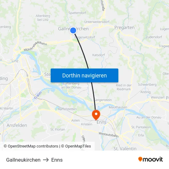 Gallneukirchen to Enns map