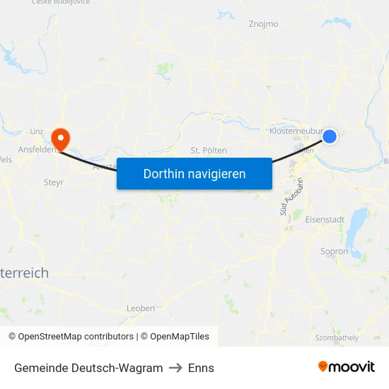 Gemeinde Deutsch-Wagram to Enns map