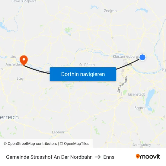 Gemeinde Strasshof An Der Nordbahn to Enns map