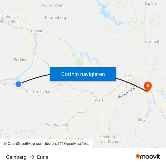 Geinberg to Enns map