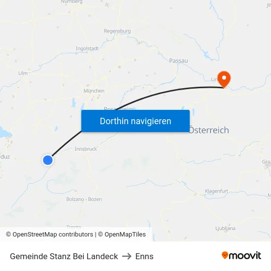 Gemeinde Stanz Bei Landeck to Enns map