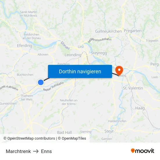 Marchtrenk to Enns map