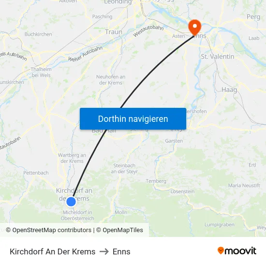 Kirchdorf An Der Krems to Enns map