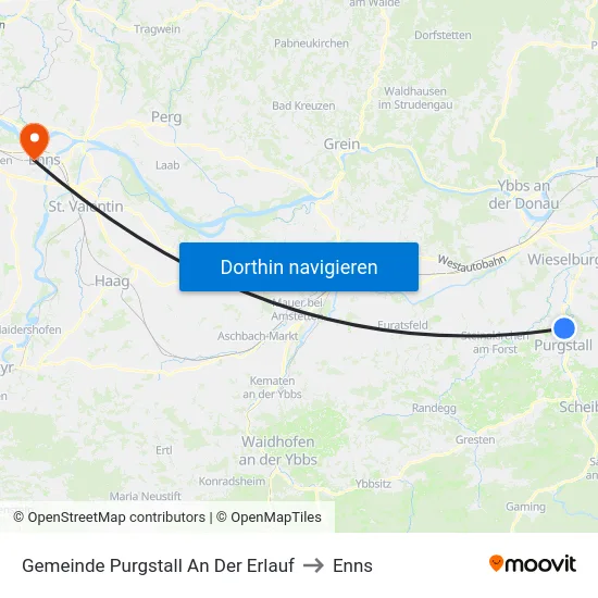 Gemeinde Purgstall An Der Erlauf to Enns map