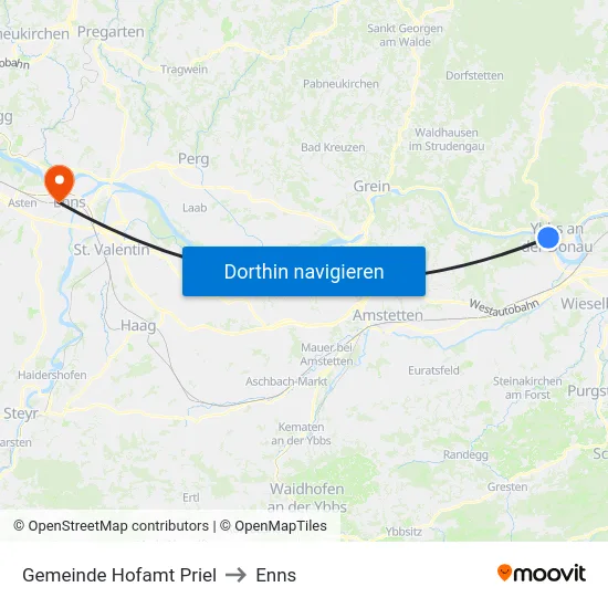 Gemeinde Hofamt Priel to Enns map