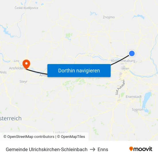 Gemeinde Ulrichskirchen-Schleinbach to Enns map