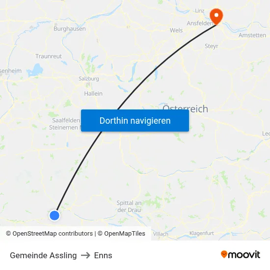 Gemeinde Assling to Enns map