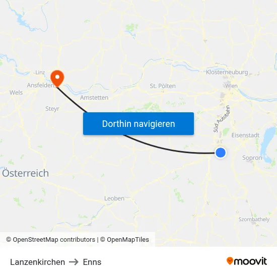 Lanzenkirchen to Enns map