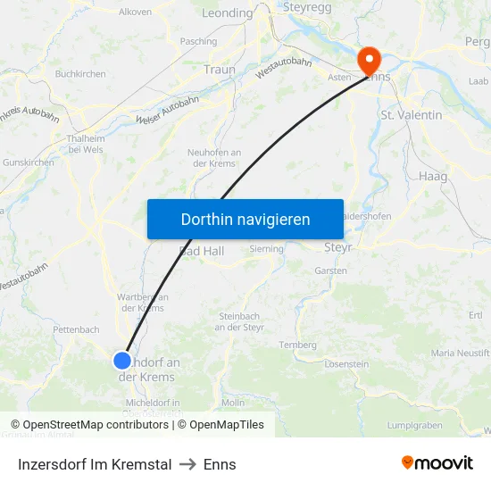 Inzersdorf Im Kremstal to Enns map