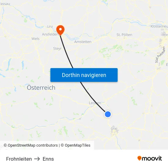 Frohnleiten to Enns map