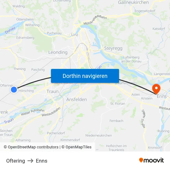 Oftering to Enns map