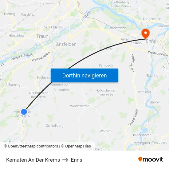 Kematen An Der Krems to Enns map