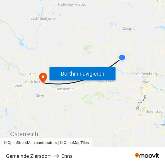 Gemeinde Ziersdorf to Enns map