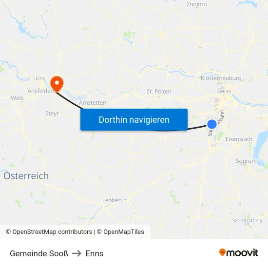 Gemeinde Sooß to Enns map