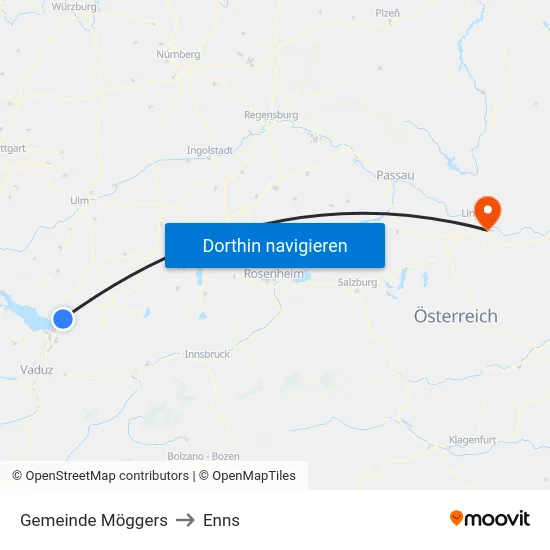 Gemeinde Möggers to Enns map