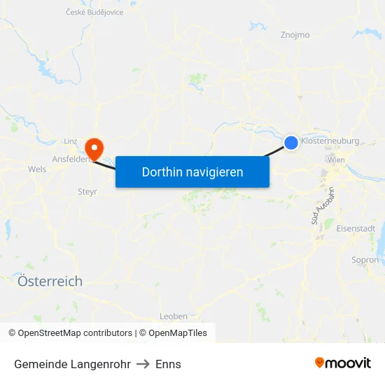Gemeinde Langenrohr to Enns map