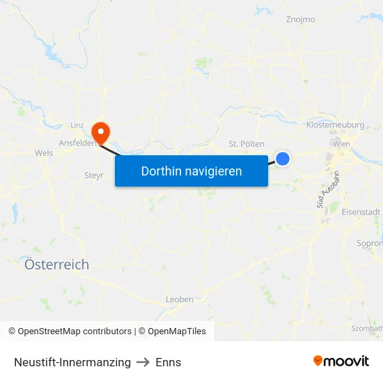 Neustift-Innermanzing to Enns map