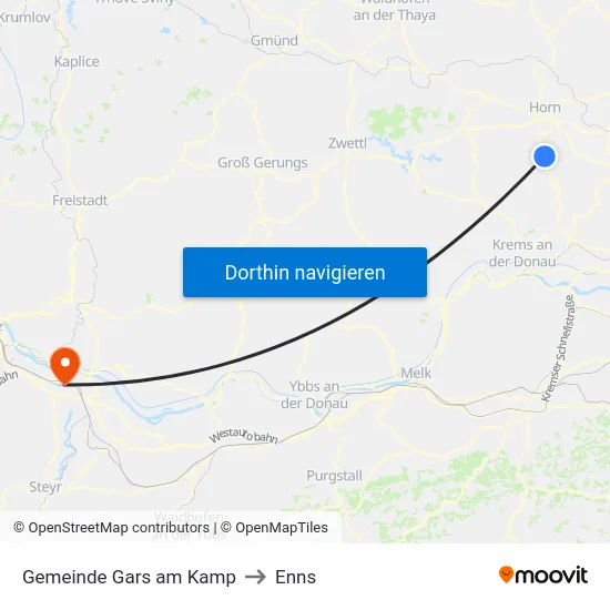 Gemeinde Gars am Kamp to Enns map