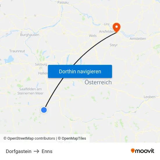 Dorfgastein to Enns map